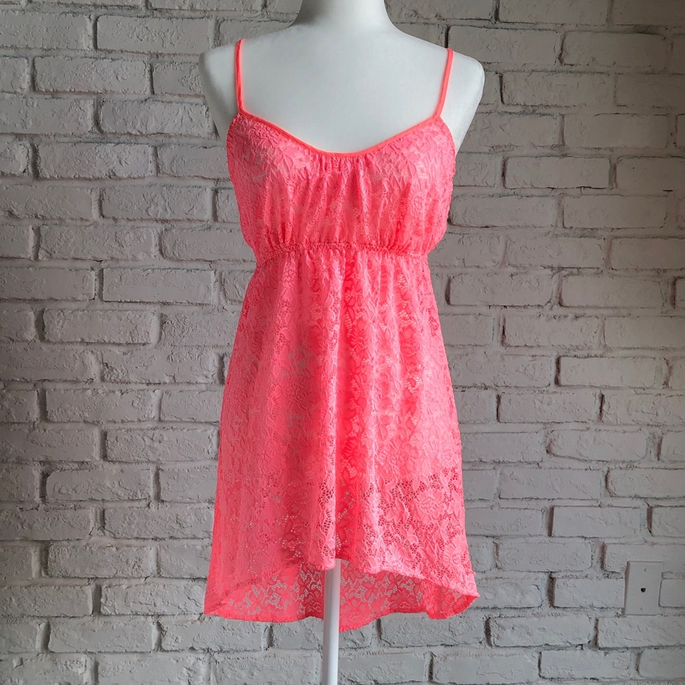 Victoria’s Secret Coral Pink Lace Beach Cover Up Summer Swim Dress XS